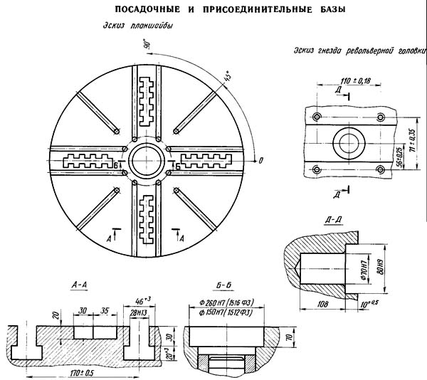 Посадочні та приєднувальні бази токарно-карусельного верстата 1516Ф3 1516Ф3 Посадочні та приєднувальні бази токарно-карусельного верстата